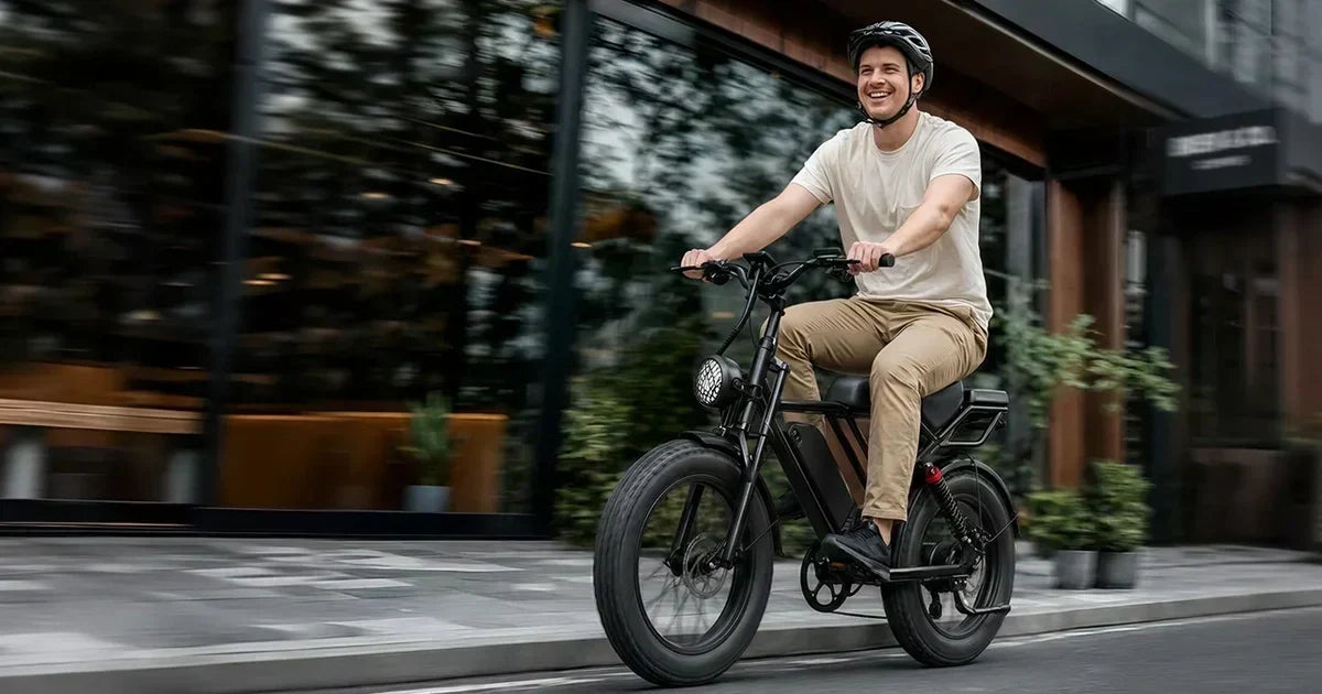 Eazion BK20 moped style electric bike with full suspension and 48V 20Ah removable battery, isolated on white background.